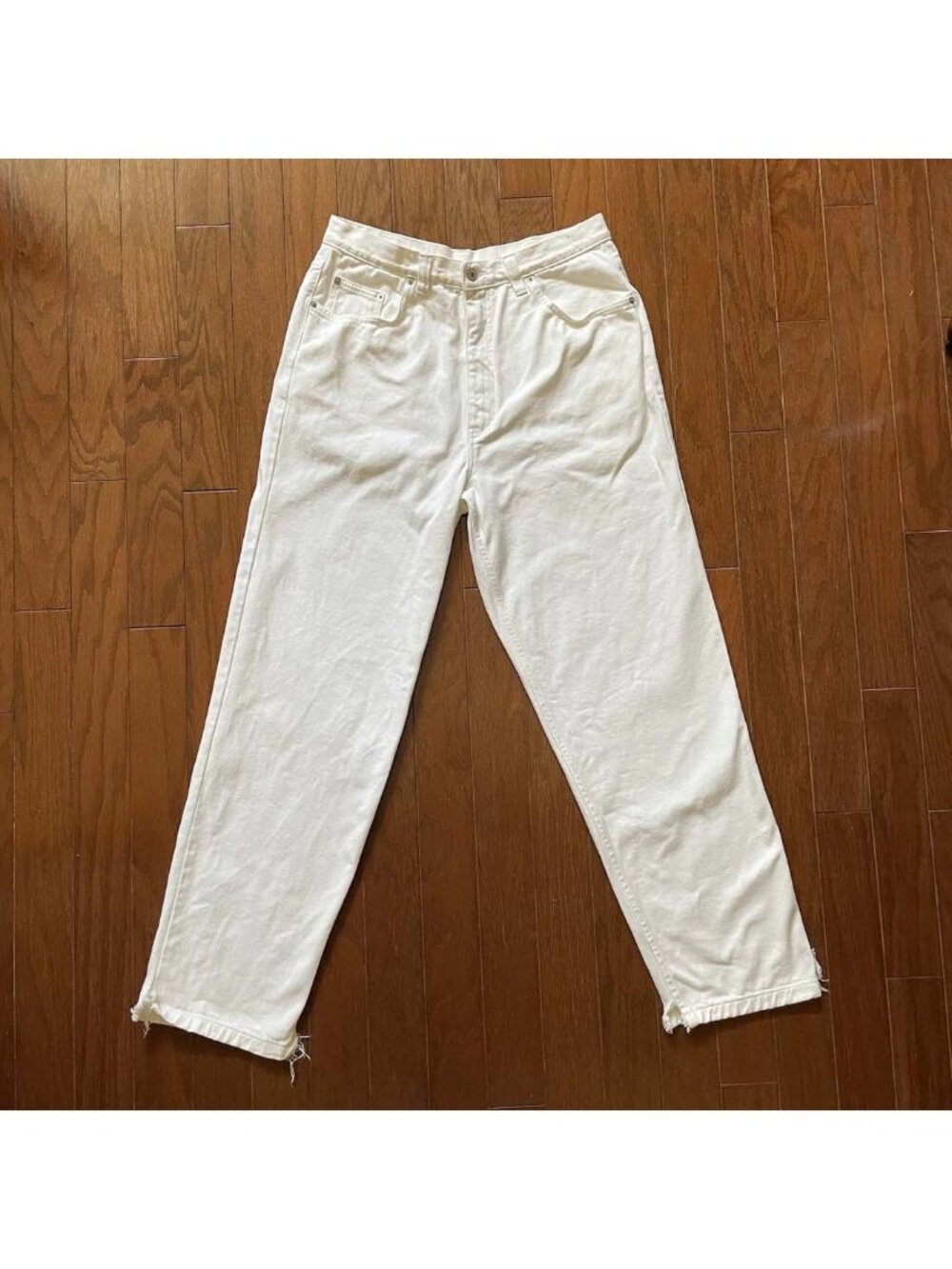 VTG 90s Basic Equipment Baggy Denim Pants White Rave Skater Men's Sz 36x30